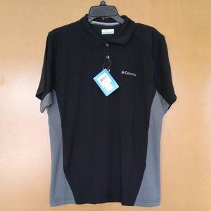 🆕 Columbia Men's Horseshoe Colorblock S/S Polo, MD and LG - Black. NWT, Auth.